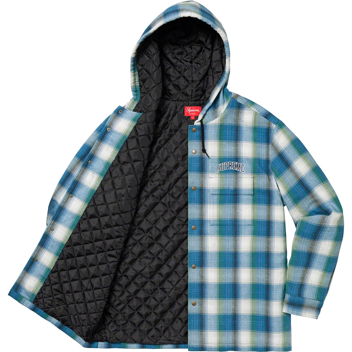 Quilted Hooded Plaid Shirt view 4